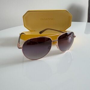 Swarovski Rose Gold Frame Sunglasses with Gradient Brown Lenses